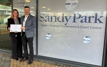 Bev Gratton and Mark Issacs with Sandy Park's ECOsmart Silver Award